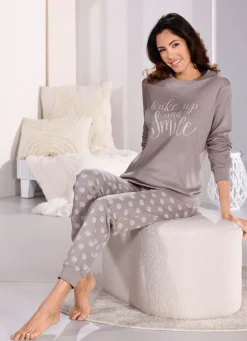 Best BADER Schlafanzug mit Bündchenabschlüssen TAUPE-KIESEL