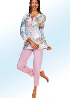 Sale BADER Schlafanzug mit langen Ärmeln und 7/8-langer Hose ROSENHOLZ-BUNT