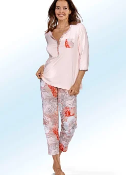 New BADER Schlafanzug mit 3/4-langen Ärmeln und 7/8-langer Hose APRICOT-BUNT