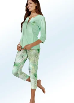 Best BADER Schlafanzug mit 3/4-langen Ärmeln und 7/8-langer Hose MINT-BUNT