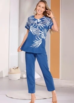 New LAURINA Schlafanzug von mit 7/8-langer Hose ROYALBLAU-WEISS
