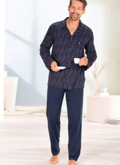 Outlet PASTUNETTE FOR MEN Schlafanzug von mit durchgeknöpftem Oberteil MARINE-BUNT