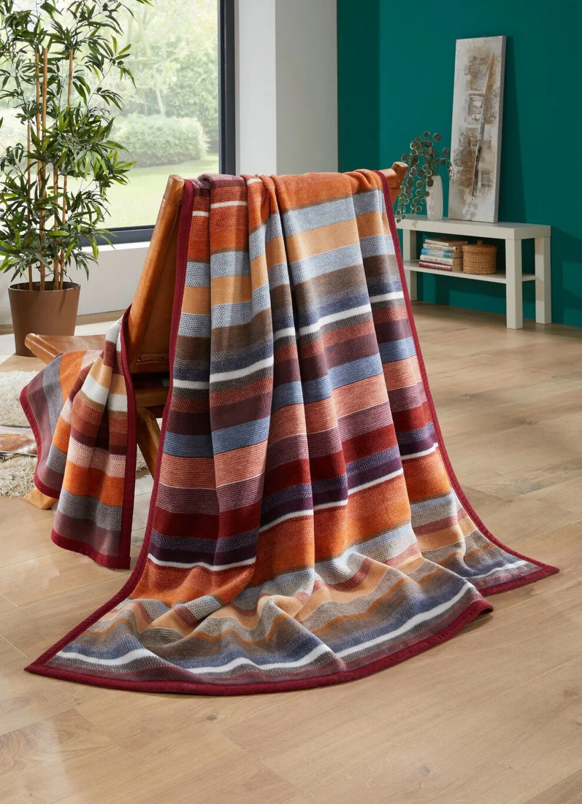 Hot BADER Schlafdecke mit Veloursbandeinfassung MULTICOLOR
