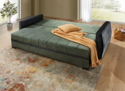 Outlet BADER Schlafsofa mit Bettkasten GRÜN-SCHWARZ