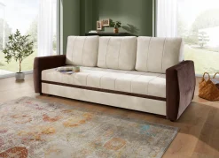 Sale BADER Schlafsofa mit Bettkasten CREME-BRAUN