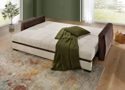 Sale BADER Schlafsofa mit Bettkasten CREME-BRAUN