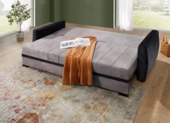 Clearance BADER Schlafsofa mit Bettkasten SILBER-SCHWARZ