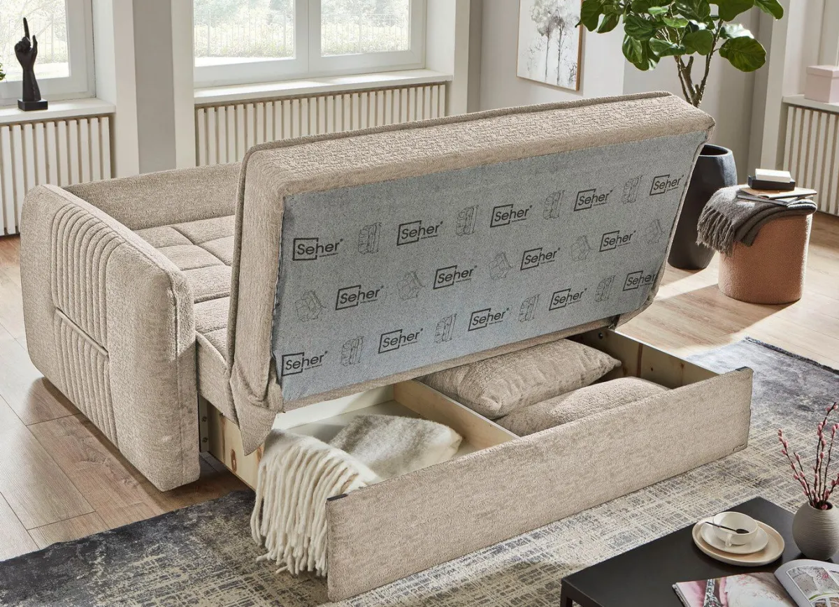 Hot BADER Schlafsofa mit Bettkasten CREME