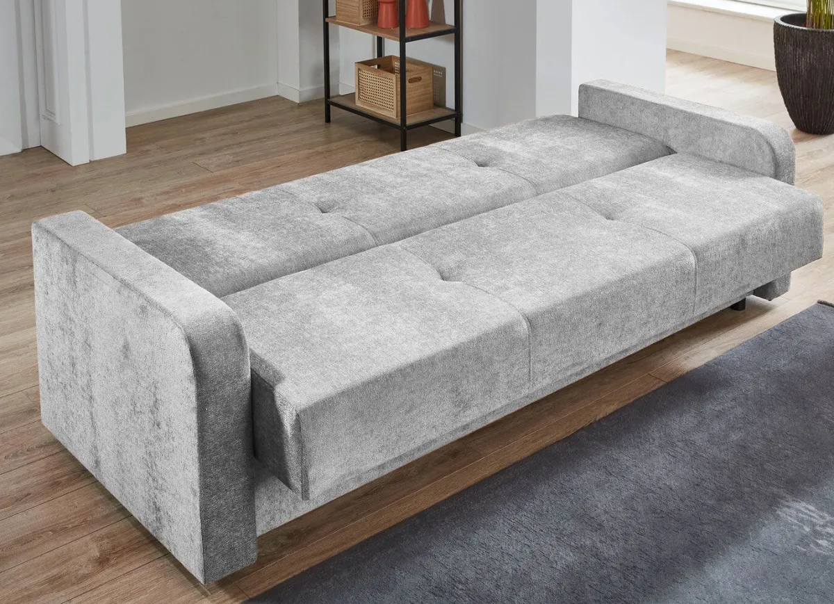 New BADER Schlafsofa mit Bettkasten HELLGRAU