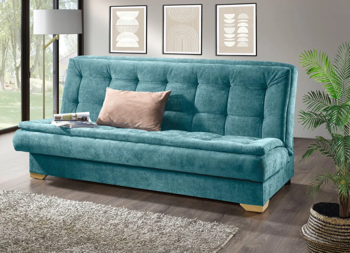 Best BADER Schlafsofa mit Bettkasten für eine erholsame Auszeit BLAU