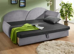 BADER Schlafsofa mit Bettkasten und 1 Dekokissen ANTHRAZIT-GRAU