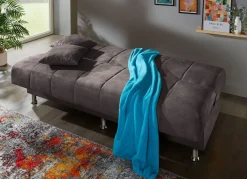 BADER Schlafsofa mit Bettkasten und Dekokissen ANTHRAZIT