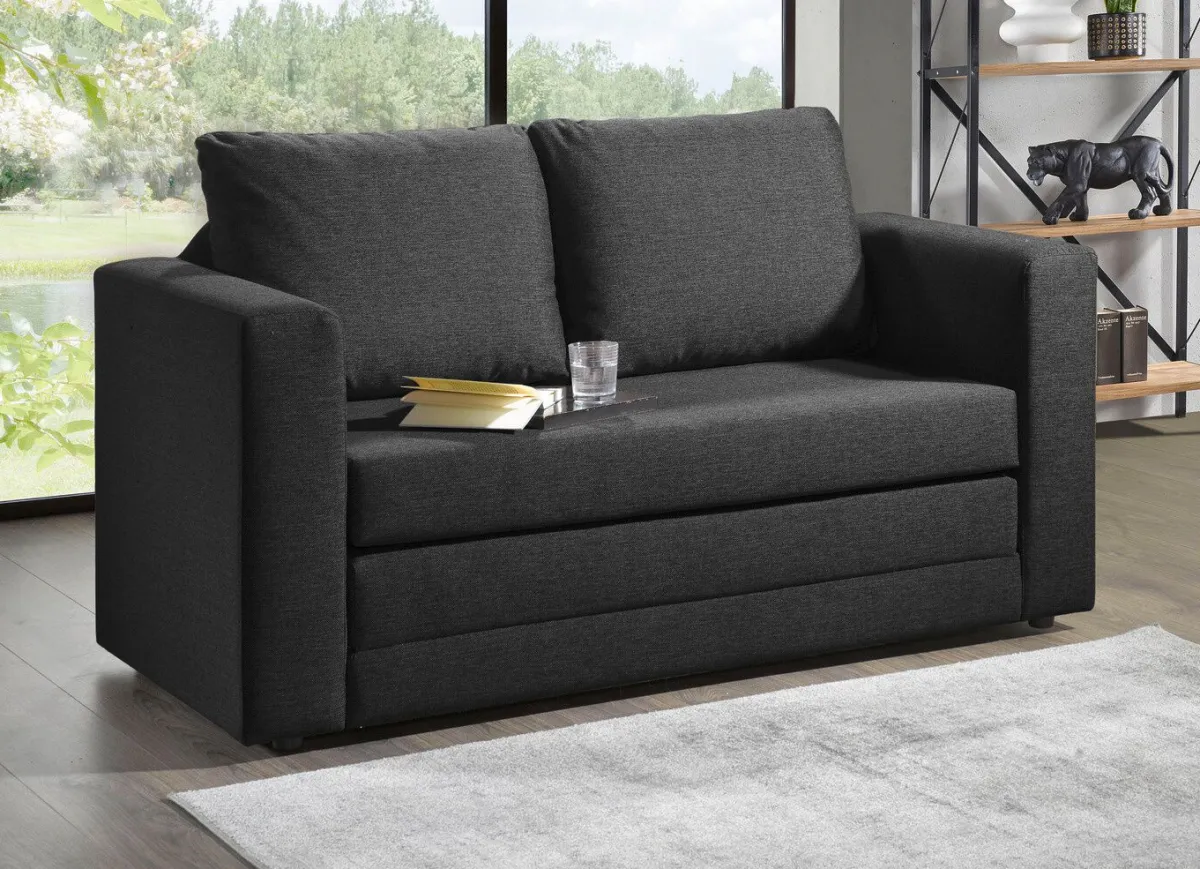 Discount BADER Schlafsofa mit 2 großen, weichen Rückenkissen ANTHRAZIT
