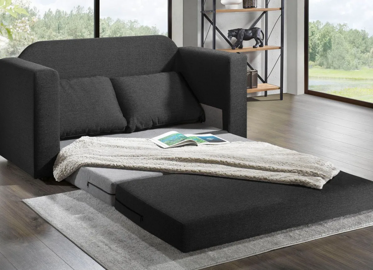 Discount BADER Schlafsofa mit 2 großen, weichen Rückenkissen ANTHRAZIT