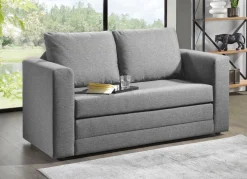 Discount BADER Schlafsofa mit 2 großen, weichen Rückenkissen GRAU