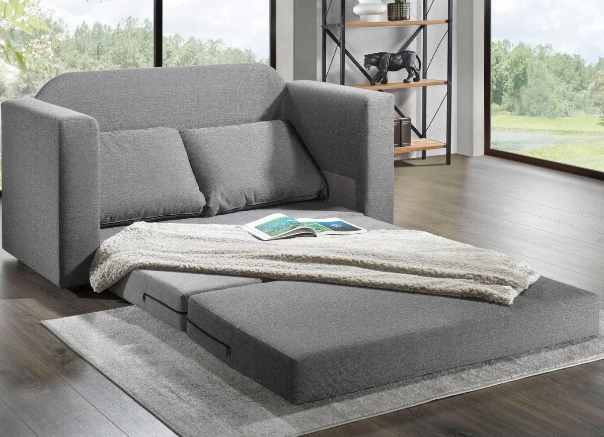 Discount BADER Schlafsofa mit 2 großen, weichen Rückenkissen GRAU