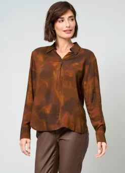 Discount BADER Schlupfbluse KARAMELL-SCHOKOBRAUN