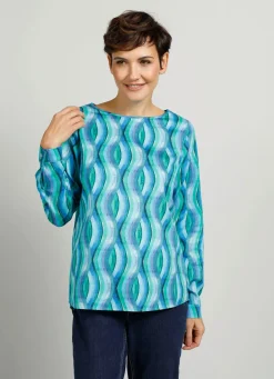New BADER Schlupfbluse mit harmonischem Farbspiel BLAU-TÜRKIS