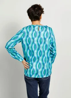 New BADER Schlupfbluse mit harmonischem Farbspiel BLAU-TÜRKIS