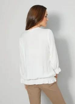 Outlet BADER Schlupfbluse mit Rüschen WEISS