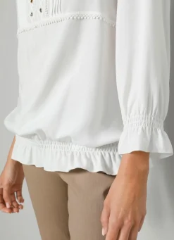 Outlet BADER Schlupfbluse mit Rüschen WEISS