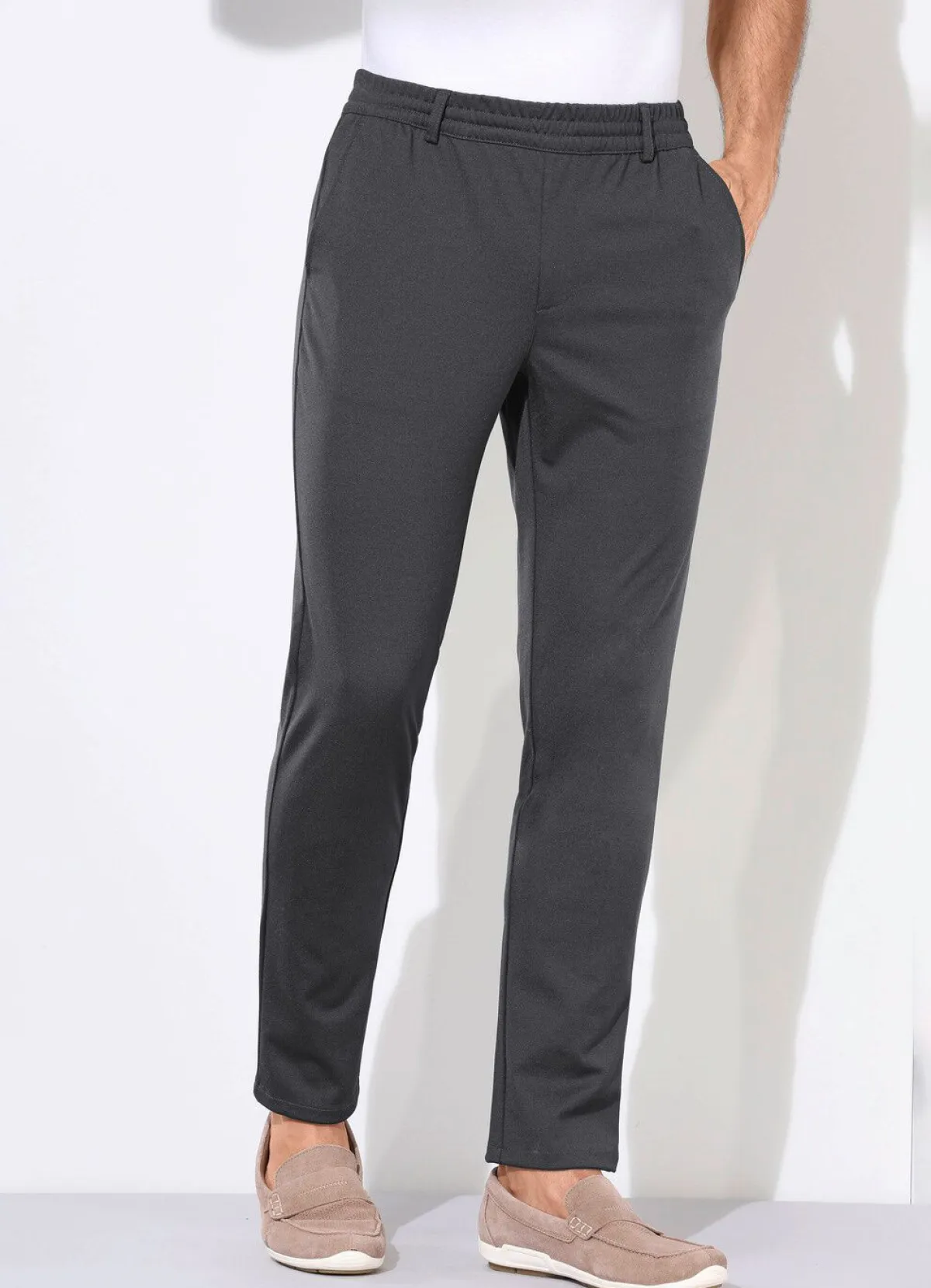 Outlet BADER Schlupfhose mit Gummibund in 3 Farben ANTHRAZIT MELIERT