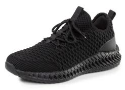 Hot BADER Schnür-Sneaker aus strukturiertem Textilmaterial SCHWARZ