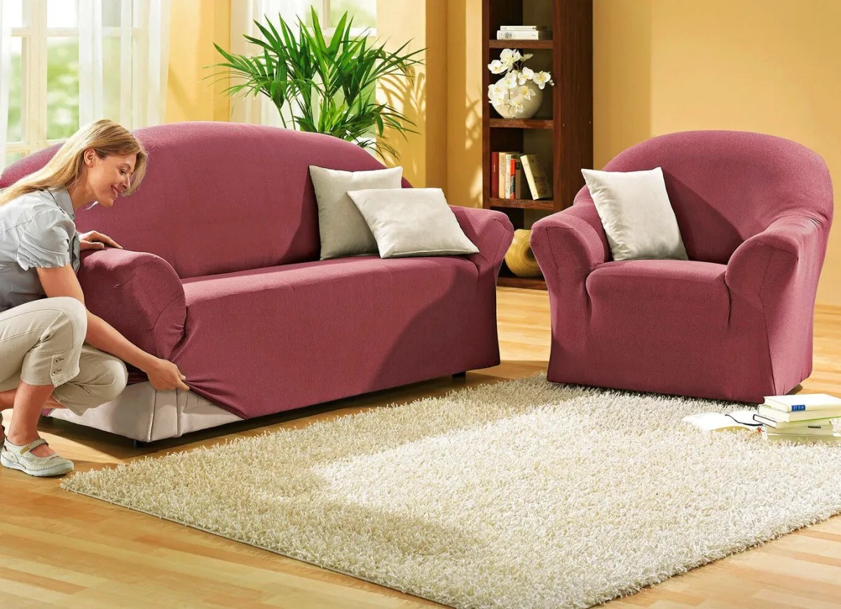 New BADER Schützende Stretchbezüge für Sessel und Sofa BORDEAUX