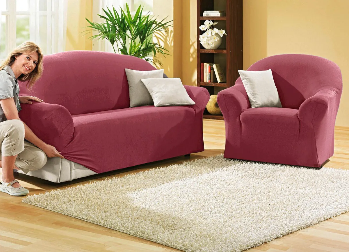 New BADER Schützende Stretchbezüge für Sessel und Sofa BORDEAUX