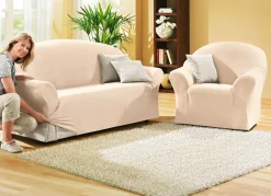 Outlet BADER Schützende Stretchbezüge für Sessel und Sofa NATUR