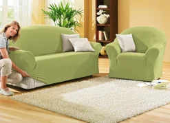 Discount BADER Schützende Stretchbezüge für Sessel und Sofa GRÜN