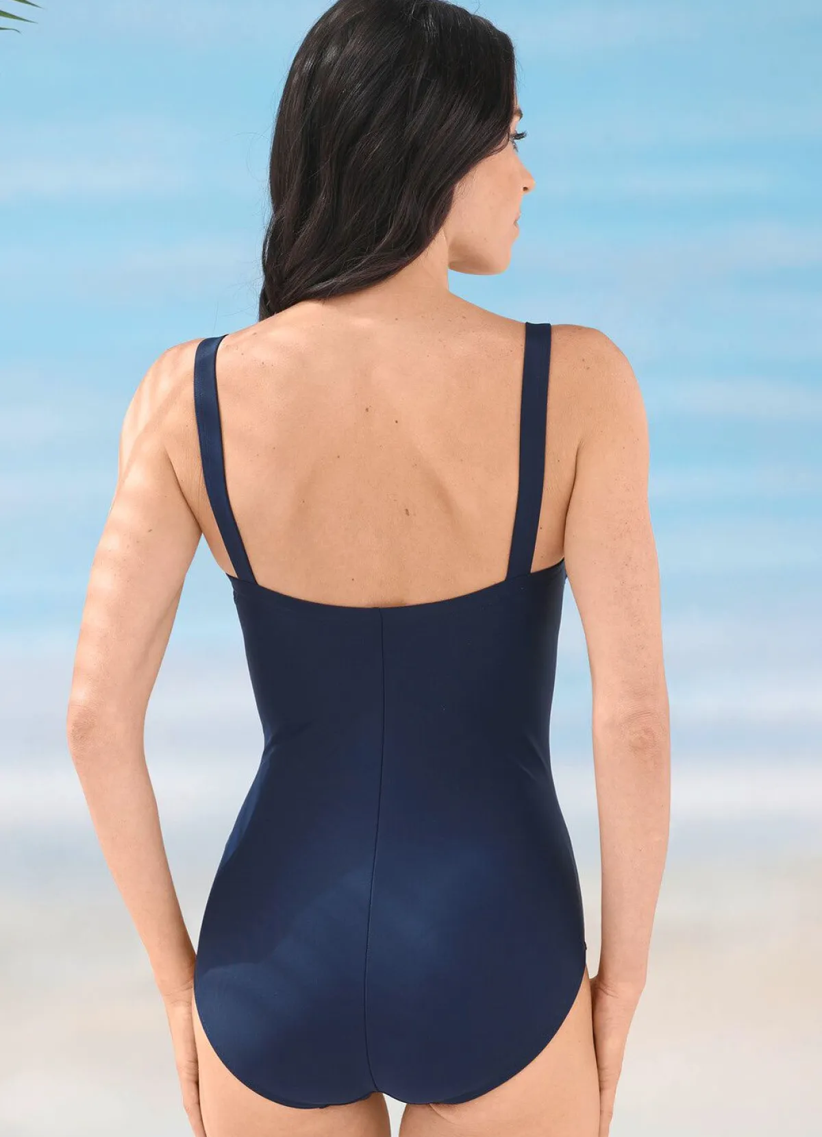 Sale SCHWAB Badeanzug mit platziertem Druckdessin und Halbkorsage MARINE-BUNT