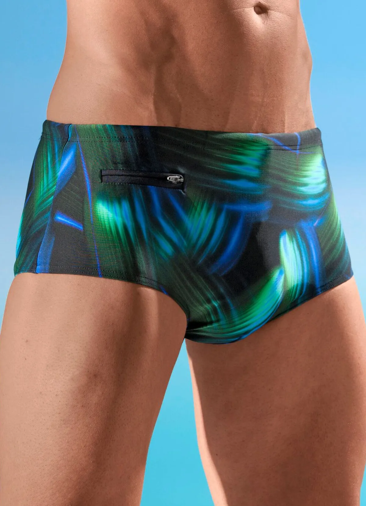 Online SCHWAB Badehose in höherer Slipform, allover dessiniert SCHWARZ-BUNT