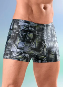 Clearance SCHWAB Badehose in höherer Kastenform SCHWARZ-GRAU-GELB