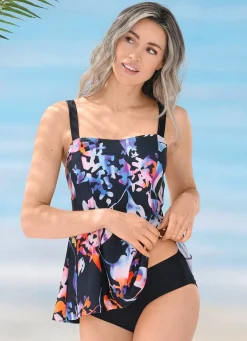 Best SCHWAB Tankini in weiter Form mit Softschalen, bis Cup E SCHWARZ-BUNT