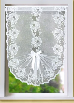Clearance BADER Schwalbenschwanz-Gardine mit Stangendurchzug WEISS