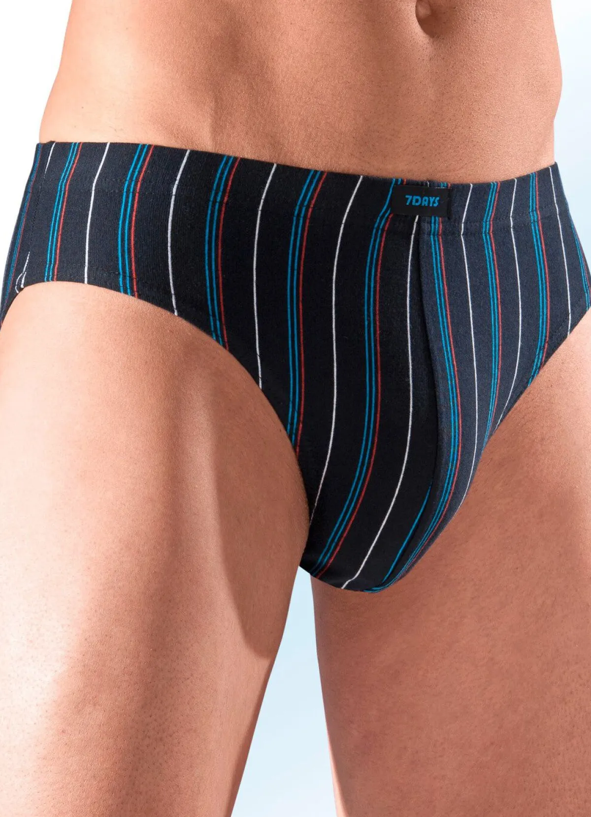 Best BADER Sechserpack Slips mit Streifendessin 1X SCHWARZ-,1X BORDEAUX-, 1X INDIGO-BUNT, 3X UNI SCHWARZ