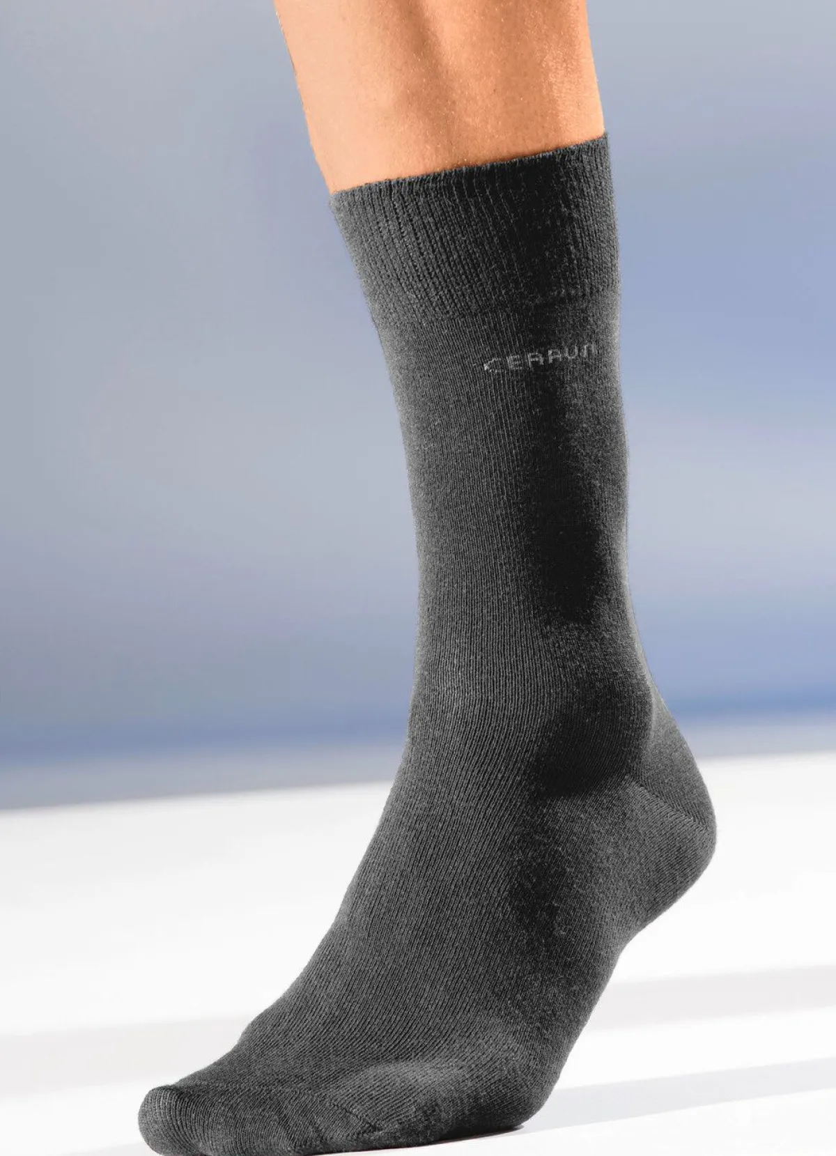 Hot Cerruti 1881 Sechserpack Socken mit gedoppeltem Komfortbund 3X ANTHRAZIT MELIERT, 3X UNI MARINE