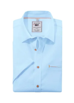 Online BADER Seersucker Hemd von "Milano Italy" in 3 Farben HELLBLAU