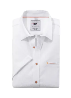 Outlet BADER Seersucker Hemd von "Milano Italy" in 3 Farben WEISS
