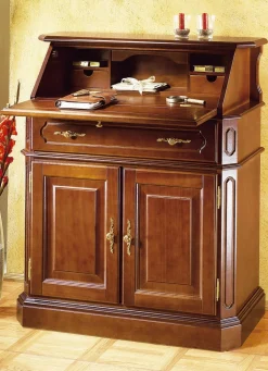 Discount BADER Sekretär mit eleganten, goldfarbenen Metallgriffen NUSSBAUM