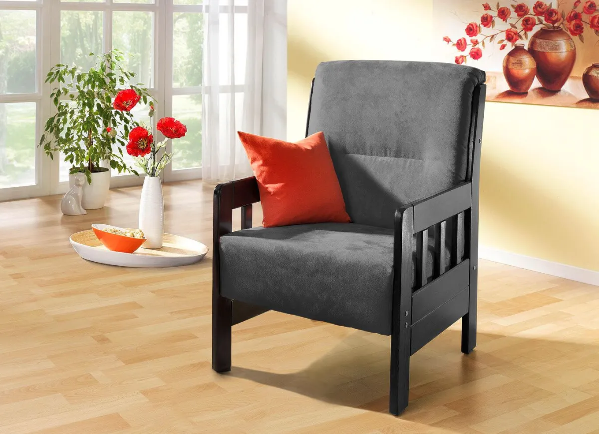 Clearance BADER Sessel aus massiver Kiefer ANTHRAZIT