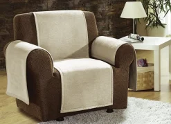 Clearance BADER Sessel-,Couch- und Armlehnenschoner mit Veloursbandeinfassung SAND