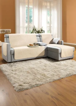BADER Sessel-,Couch- und Armlehnenschoner mit Bandeinfassung BEIGE