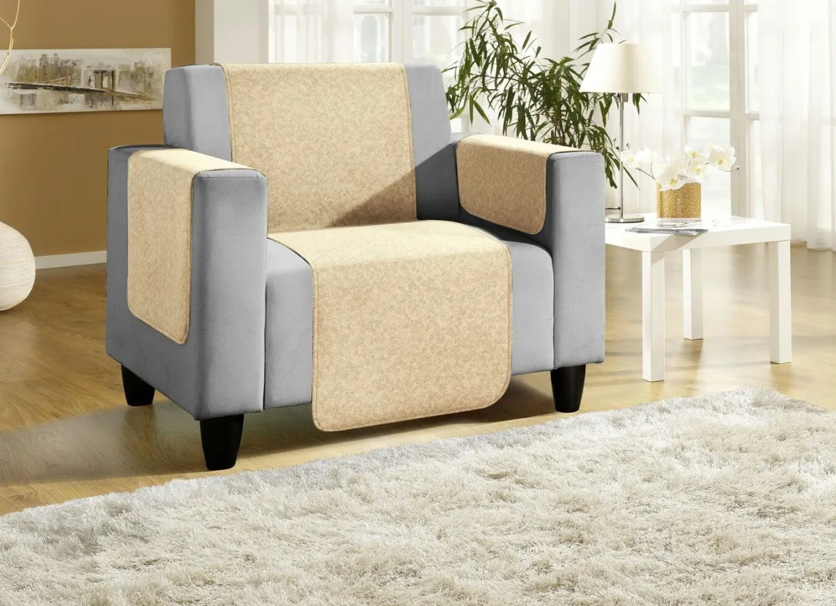 BADER Sessel-,Couch- und Armlehnenschoner mit Bandeinfassung BEIGE