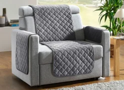Clearance BADER Sessel,- Couch,- und Armlehnschoner mit Bandeinfassung ANTHRAZIT