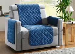 Clearance BADER Sessel,- Couch,- und Armlehnschoner mit Bandeinfassung BLAU