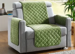 Best BADER Sessel,- Couch,- und Armlehnschoner mit Bandeinfassung GRÜN