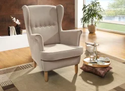 Clearance BADER Sessel mit Holzfüßen BEIGE