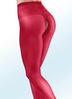 Hot BADER Sexy Dreierpack Strumpfhosen mit offenem Schritt ROT